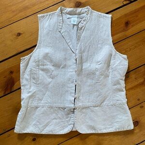 Geoffrey Beene Cream Sleeveless Pintuck Button-Front Tank size 8